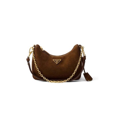 PRADA MINI RE-EDITION SHOULDER BAG IN SUEDE  (22*18*6cm)